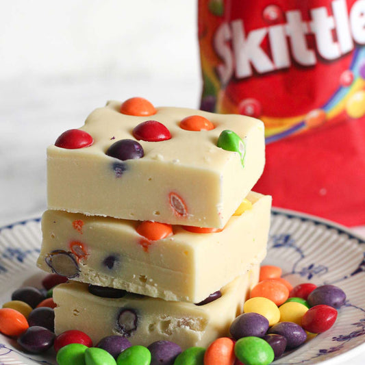 Rainbow Skittles White Chocolate Fudge Bars