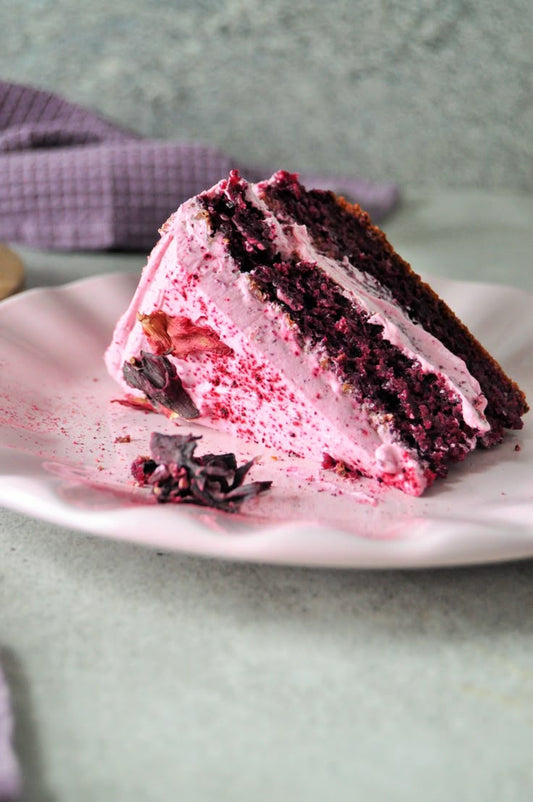 Hibiscus Lemon Loaf Cake with Cream Cheese Swirl
