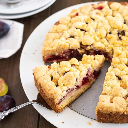 German Plum Streusel Cake – Juicy Fresh Plum Coffee Cake with Crumb Topping
