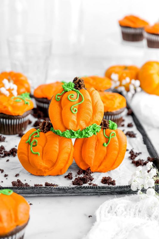 Pumpkin Cupcakes Made with Natural Orange Food Dye