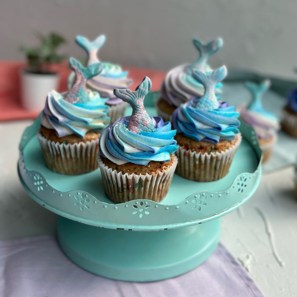 Mermaid Cupcakes with Natural Blue Food Coloring