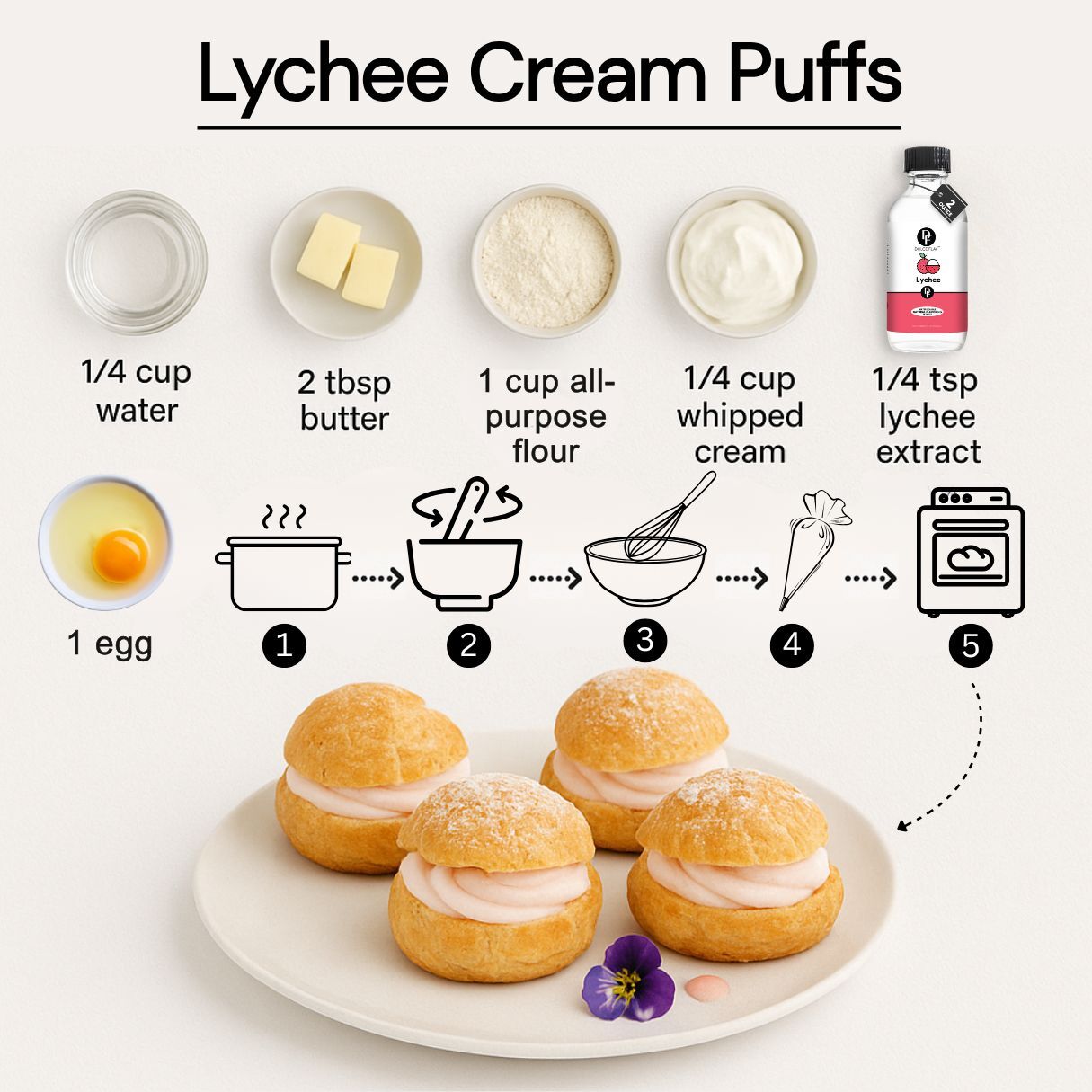 Lychee Cream Puff Recipe