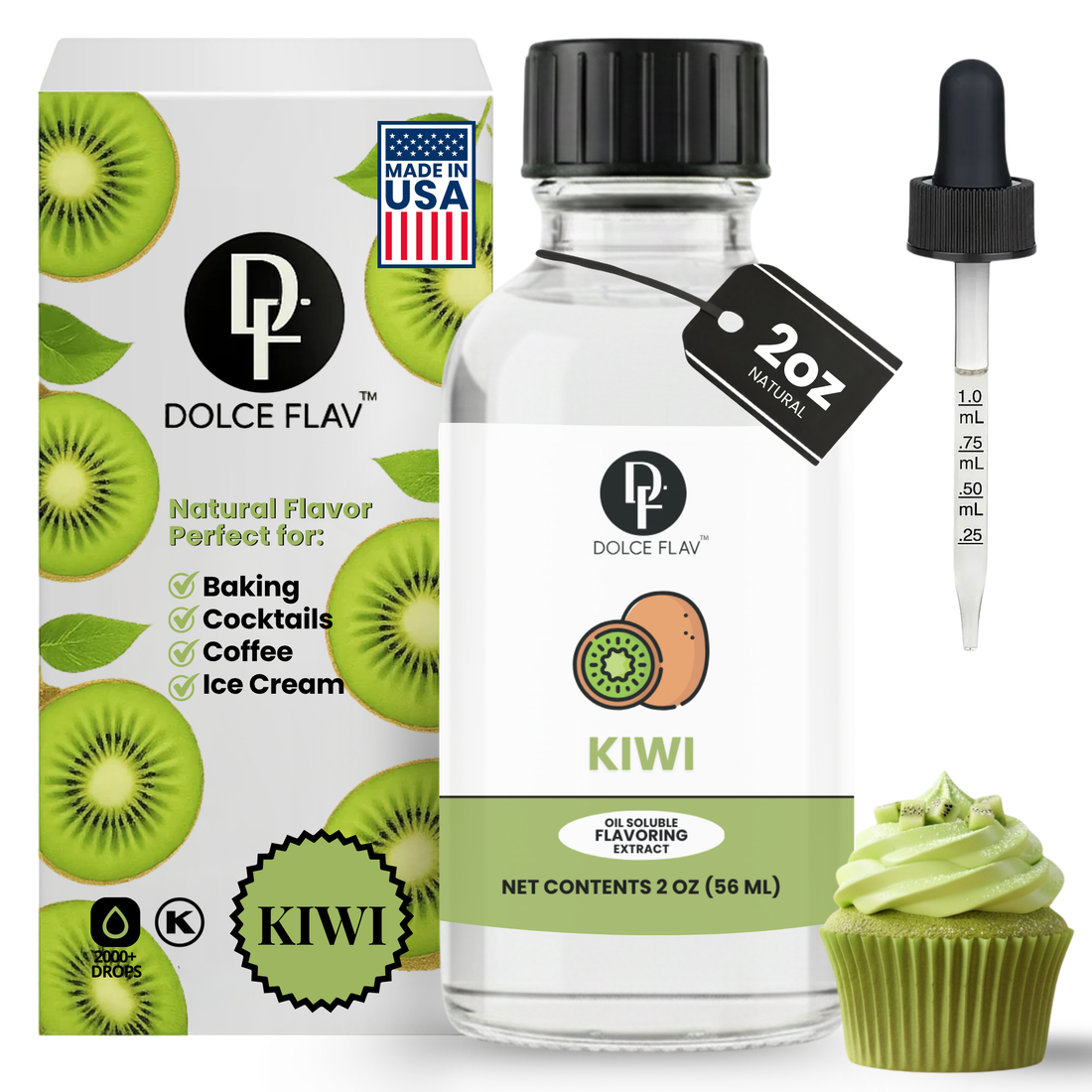 Dolce Flav kiwi flavoring oil for gummies, candy, and chocolate