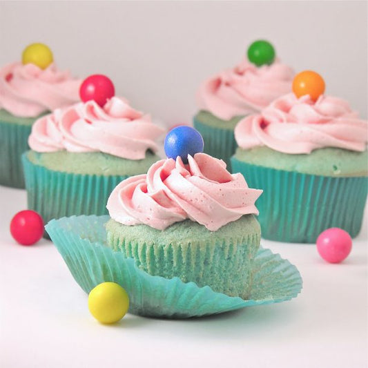 Pink Bubblegum Flavor Cupcakes with Bubblegum Buttercream