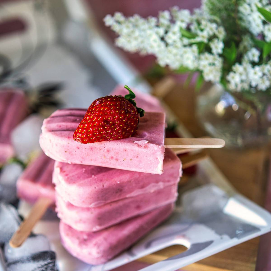 No‑Blend Strawberry Creamsicle Pops with Creamy Sweetened Condensed Milk