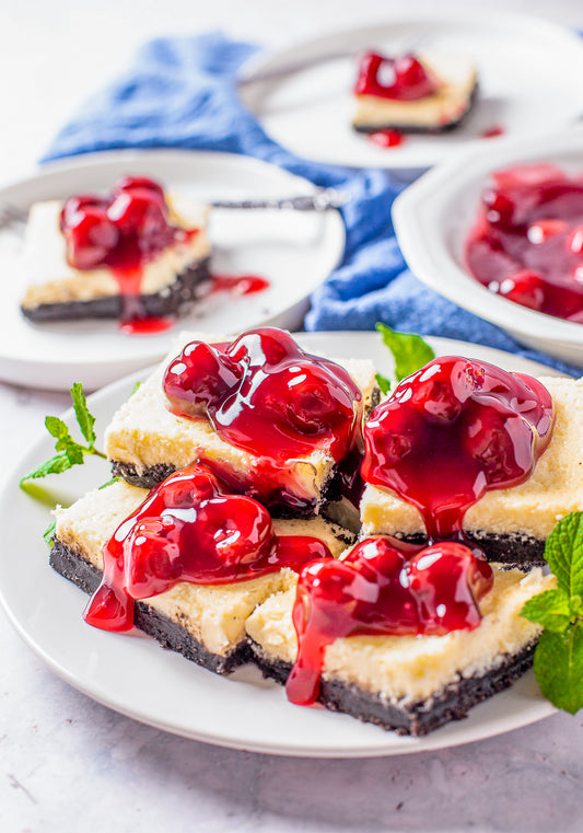 Cherry Bomb Extract Glazed Cherry Cheesecake Bars