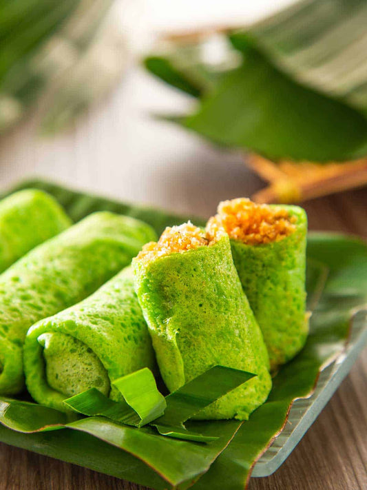 Vibrant Pandan Pancakes with Coconut Filling (Kueh Dadar / Dadar Gulung Style)