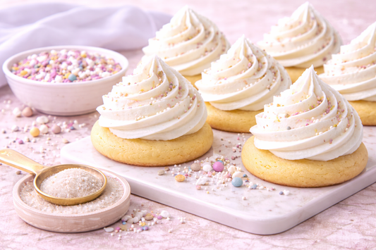 Ultra-White Buttercream Frosted Sugar Cookies