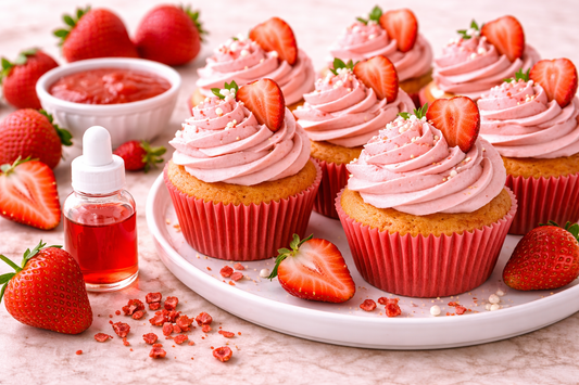 Intense Strawberry Oil-Soluble Extract Cupcakes with Strawberry Buttercream