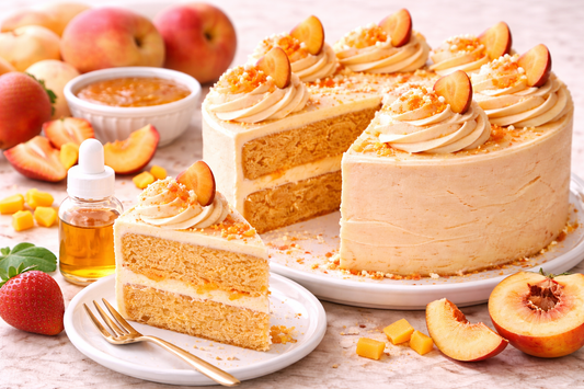 Moist Peach Layer Cake with Oil-Soluble Peach Extract — Summer Peach Cake Recipe