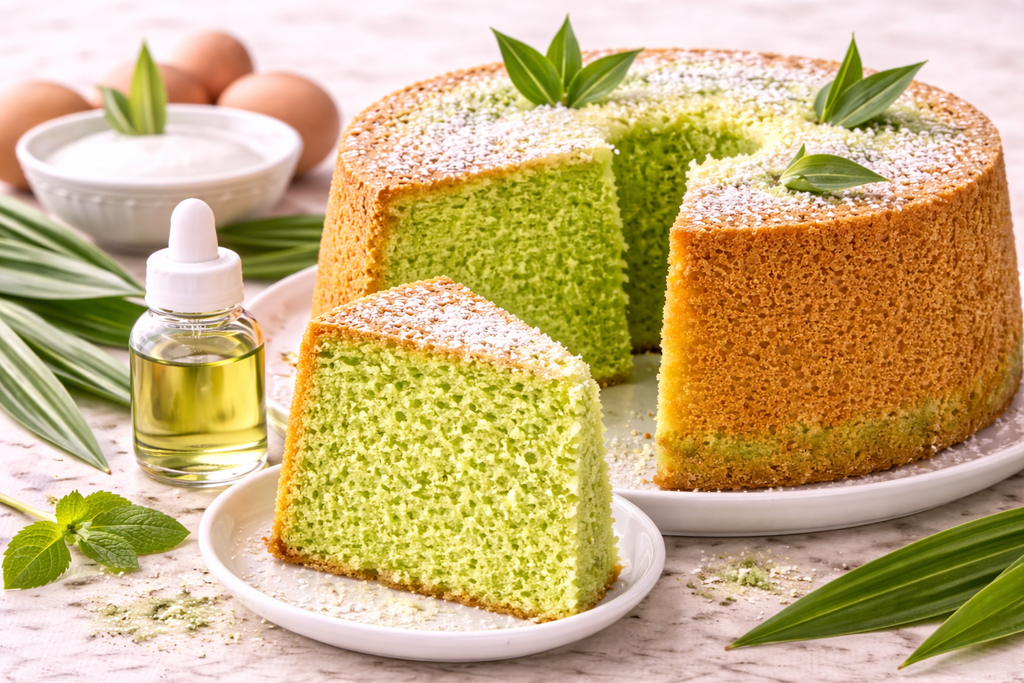 Fluffy Pandan Chiffon Cake Recipe (Using Pandan Extract)