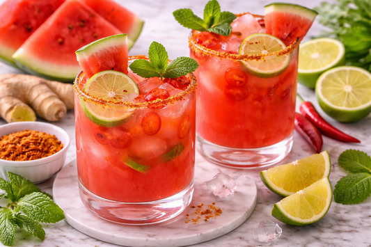 Watermelon Ginger Lime Agua Fresca with Extract — Spicy Zesty Watermelon Cooler