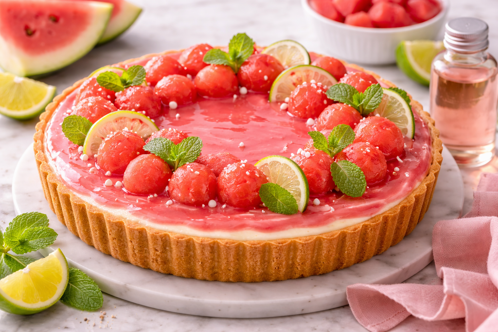 Ultimate Watermelon Extract Cheesecake Glaze Tart