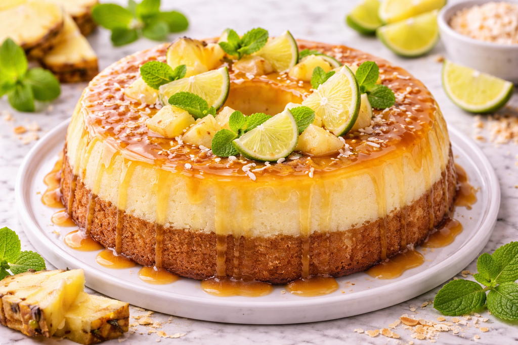 Piña Limón Pineapple-Lime Impossible Cake (Tropical Flan Cake)