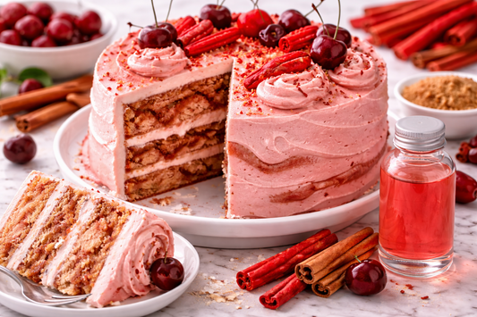 Cherry‑Licorice Infused Red Vine Extract Cake with Sweet Cinnamon Swirl