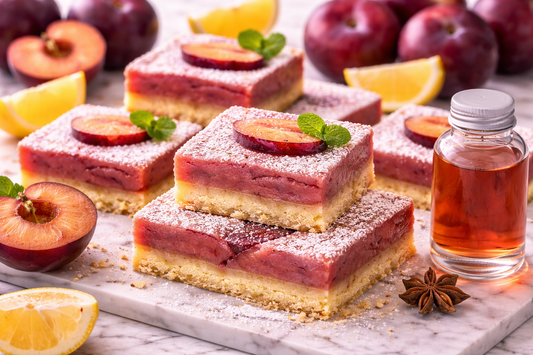 Plum-Extract Infused Plum Lemon Bars | Intense Plum Flavor Dessert Bars