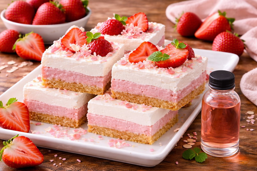 Strawberry Cream Dream Bars with Strawberry Creamsicle Flavor Extract