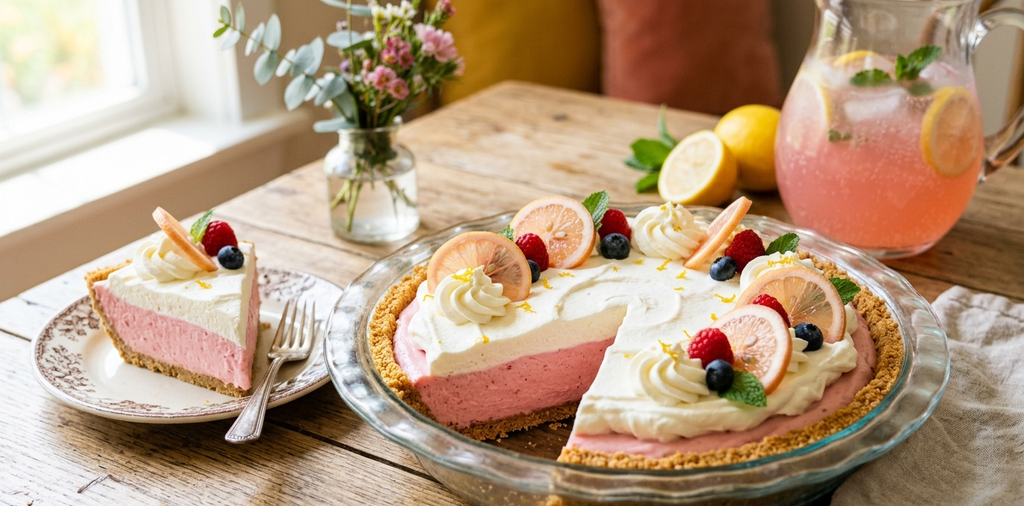 Silky Pink Lemonade No‑Bake Pie with Pink Lemonade Flavor Extract – Light & Refreshing Dessert