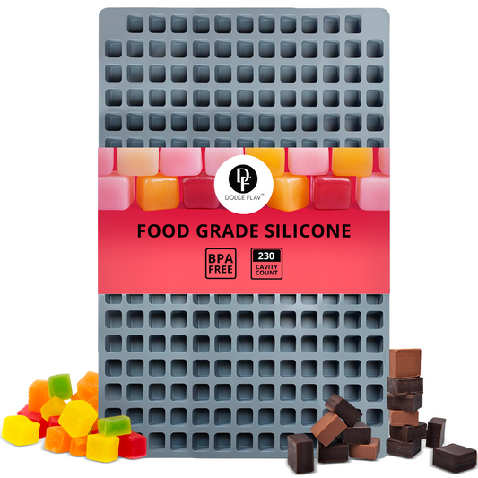 Square silicone candy mold for producing wedding favor gummies at volume