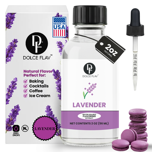 Dolce Flav natural lavender extract bottle for lattes, cocktails, and baking