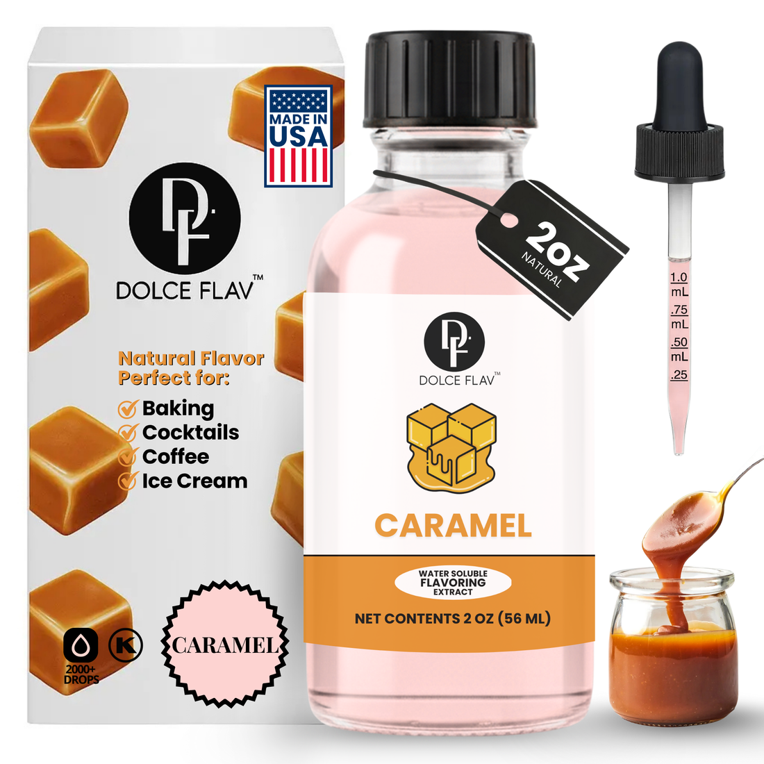 Dolce Flav caramel extract for making homemade caramels and fudge from scratch