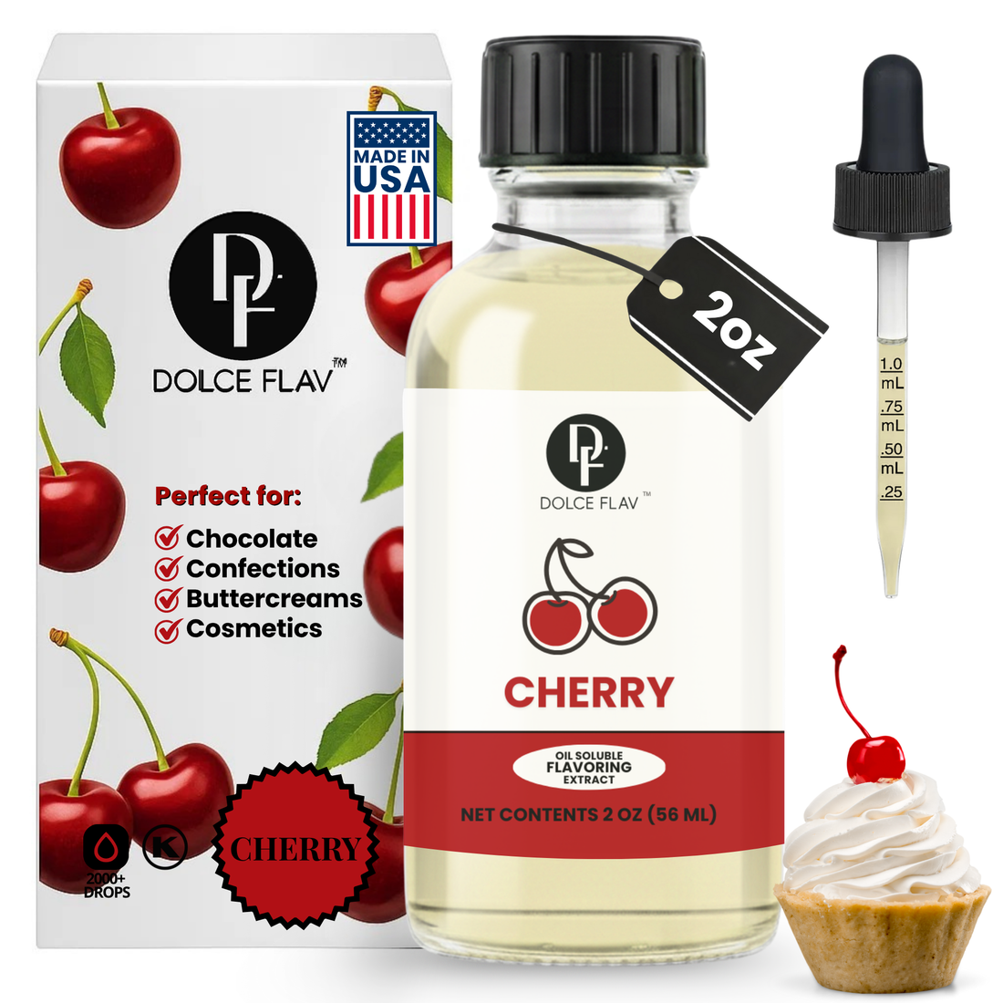 Oil-soluble cherry flavoring for gummies, hard candy and chocolate making