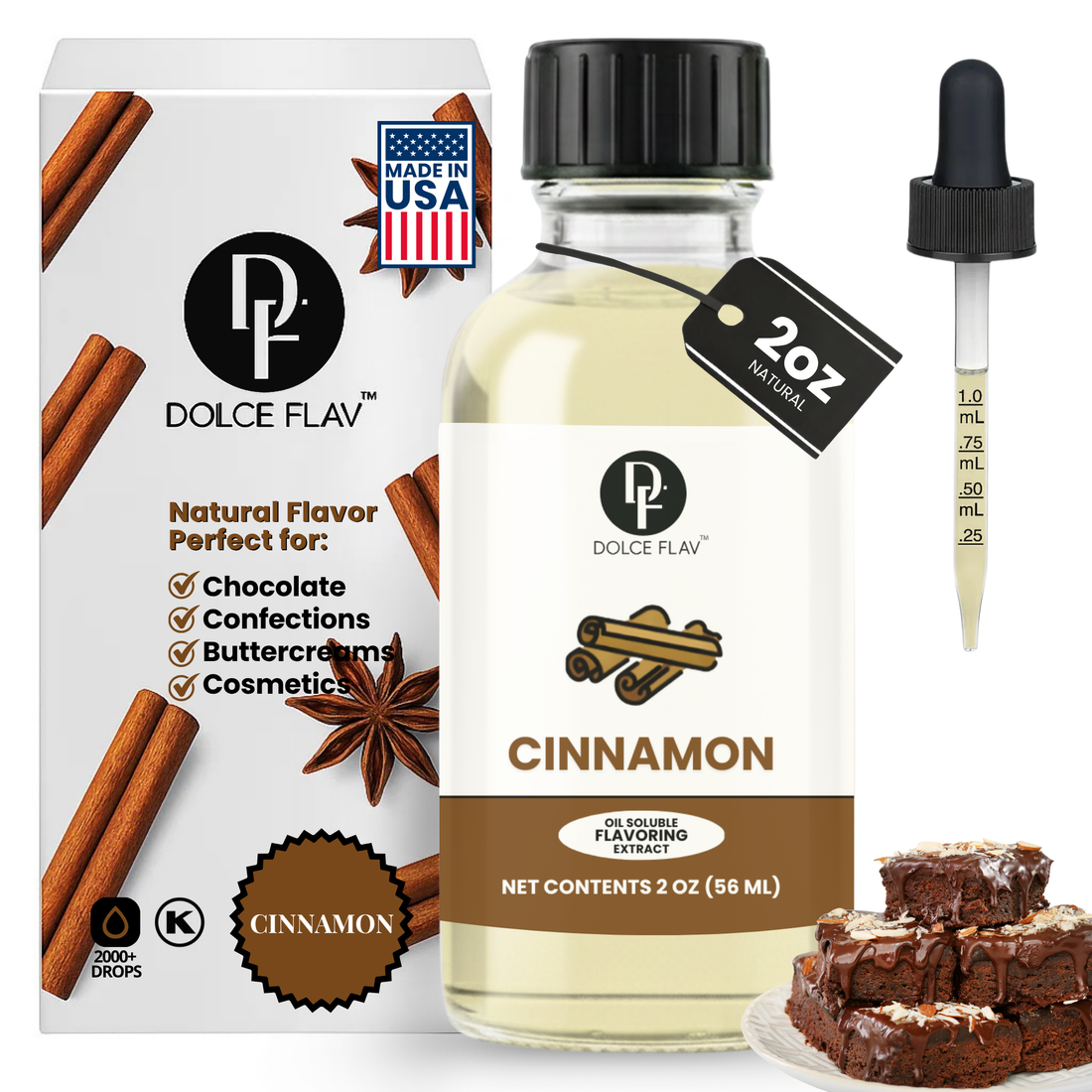 Dolce Flav natural cinnamon flavoring oil for hard candy, baking, and holiday treats
