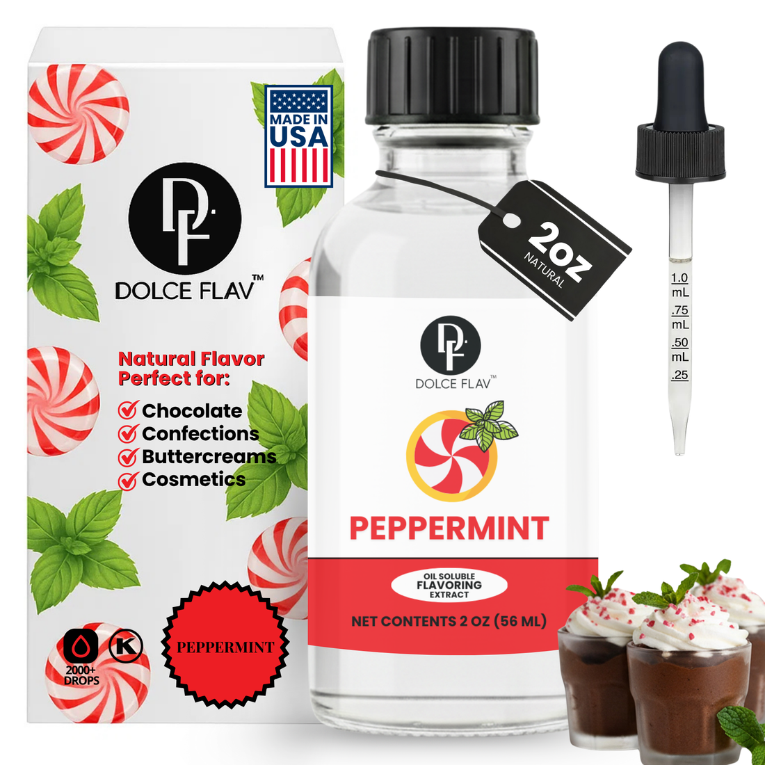Natural peppermint flavoring oil for chocolate confections - Dolce Flav