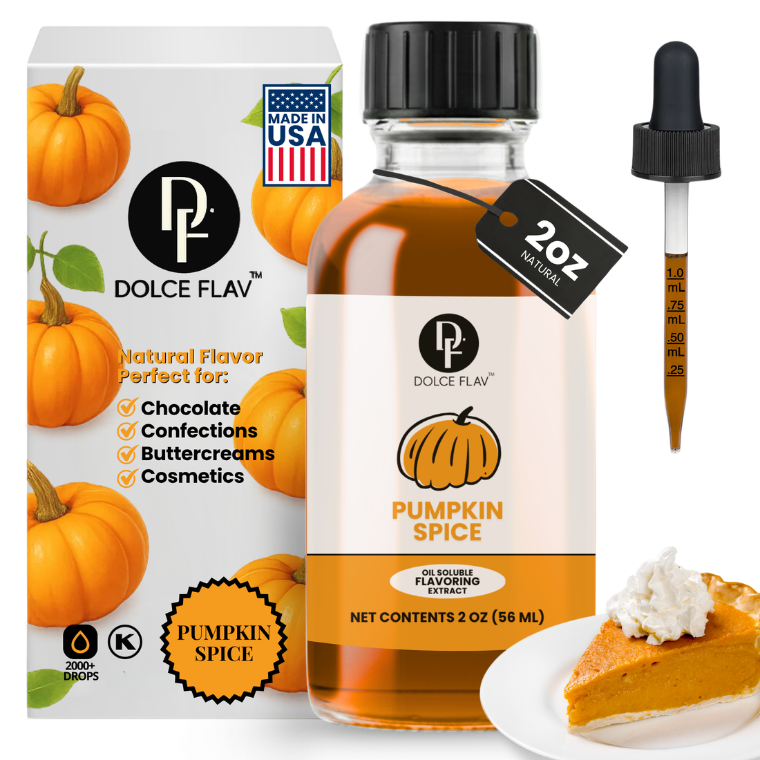 Dolce Flav natural pumpkin spice flavoring oil for fall baking, candy, and desserts