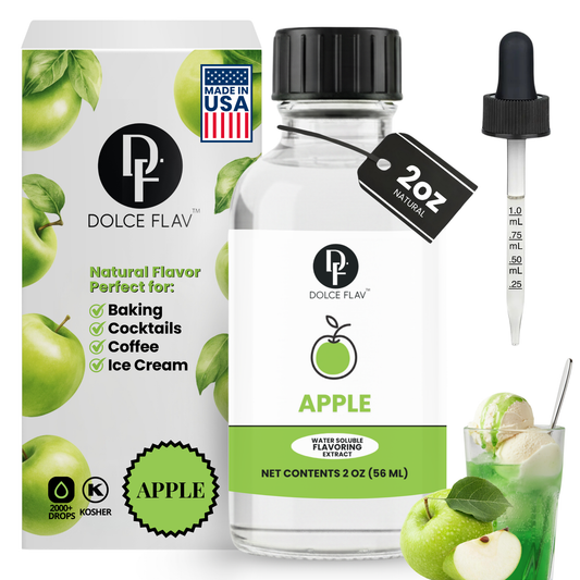 Dolce Flav apple flavoring extract bottle for fall baking and beverages