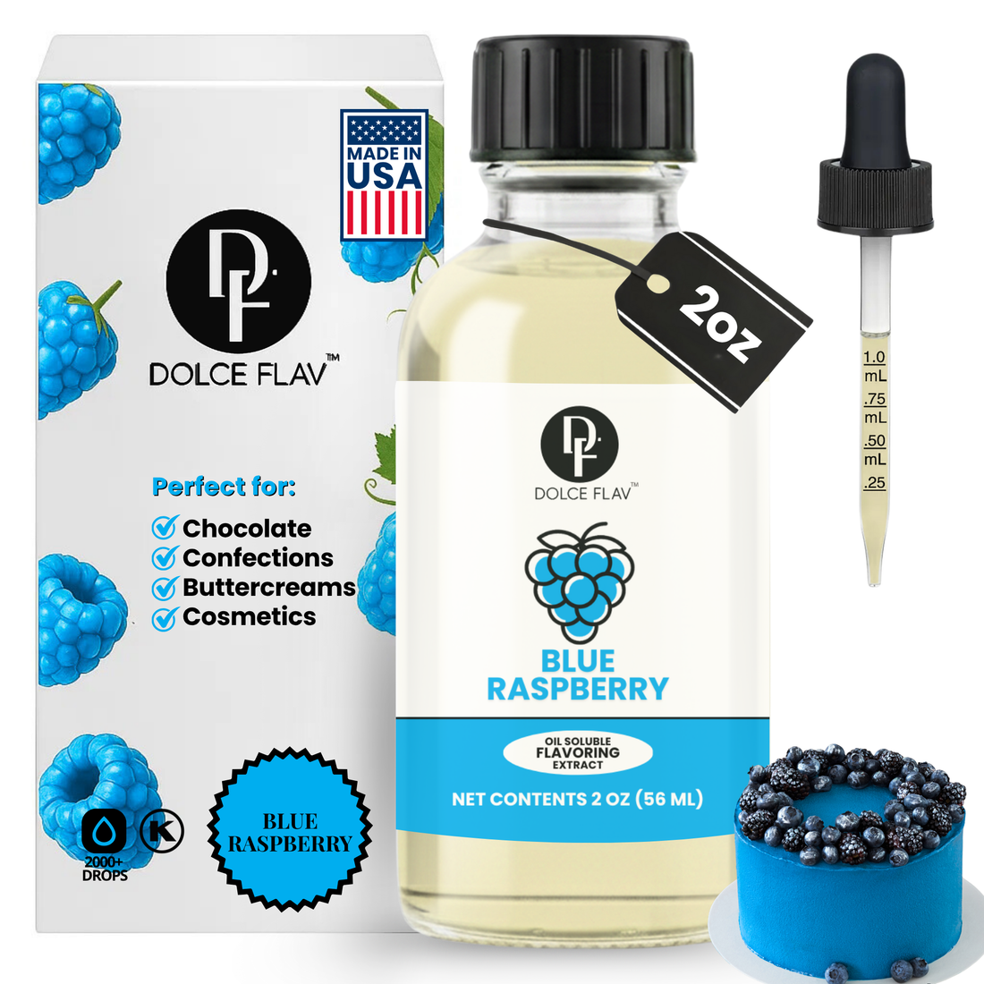 Dolce Flav blue raspberry flavoring oil and natural colorings for homemade and commercial gummy making