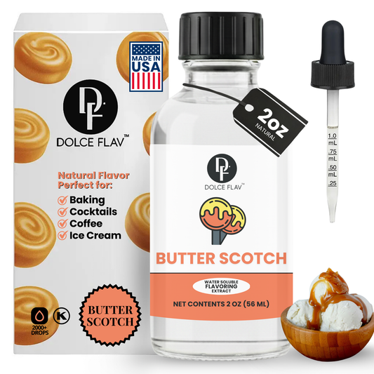Dolce Flav butterscotch extract for fall baking, lattes, and desserts