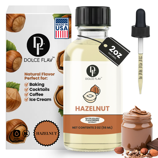 Dolce Flav hazelnut flavoring extract for baking, coffee, and desserts