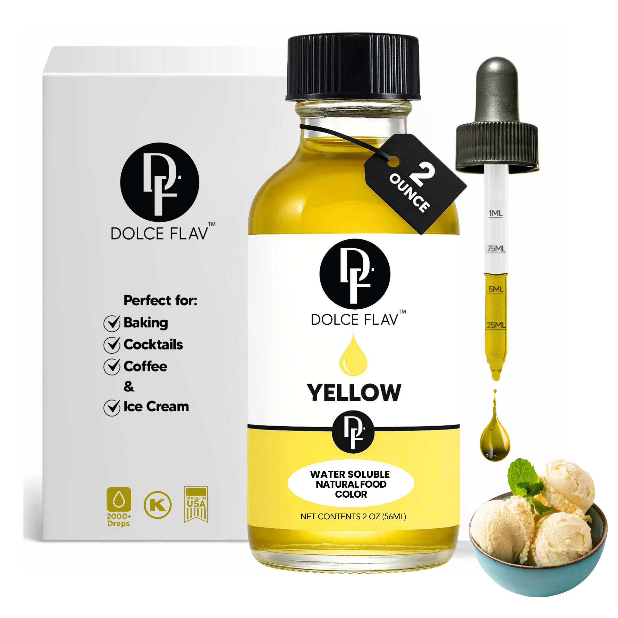 Natural Yellow Food Color | Triple Strength | Made from Turmeric | Liquid Food Coloring for Frosting, Beverages & Candy