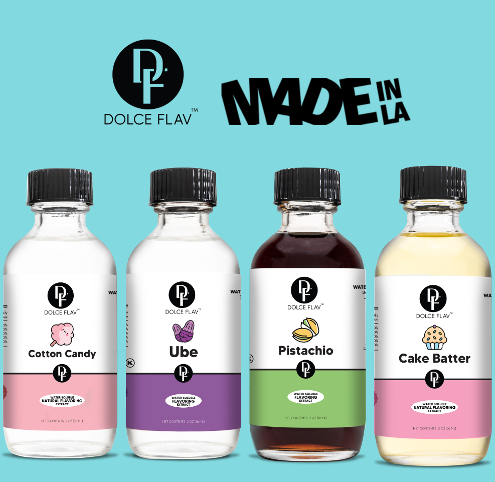 Dolce Flav Flavor Extract Bundle - Cotton Candy, Ube, Pistachio, & Cake Batter