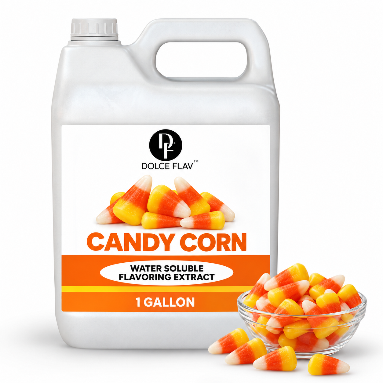Dolce Flav Natural Candy Corn Extract — 1 gallon white F-style container