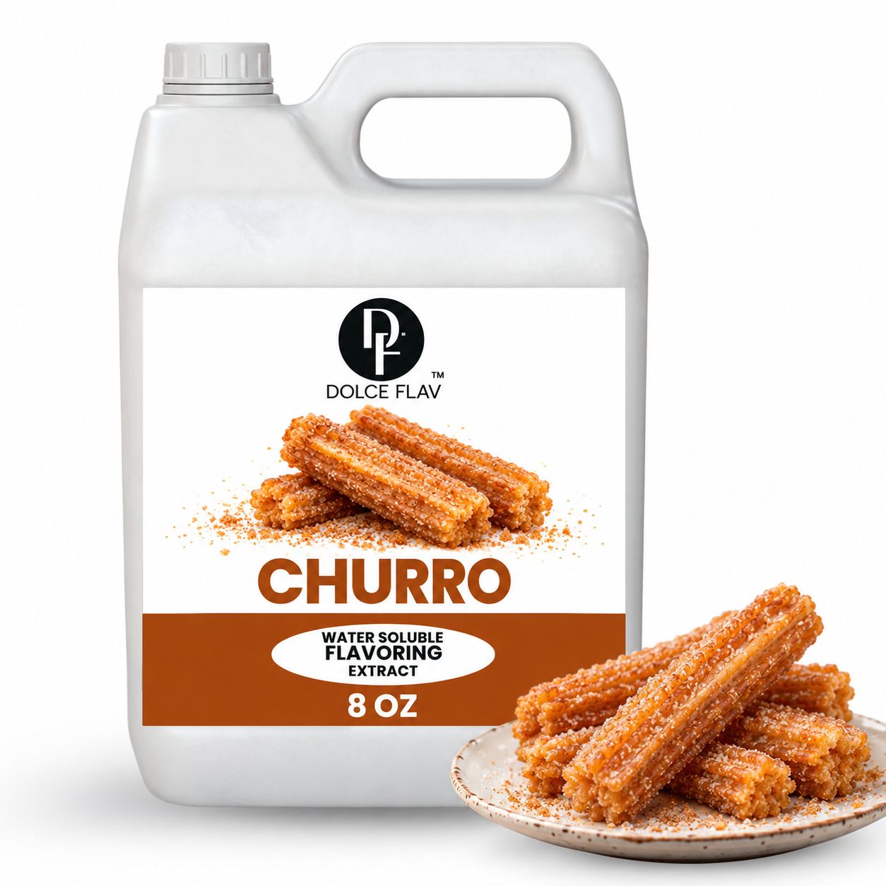 Dolce Flav Natural Churro Extract — 8 oz white F-style container
