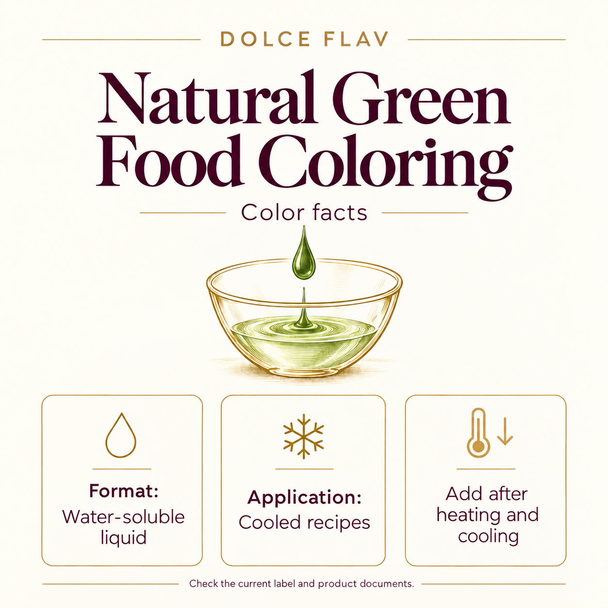 Dolce Flav green facts guide showing current product facts