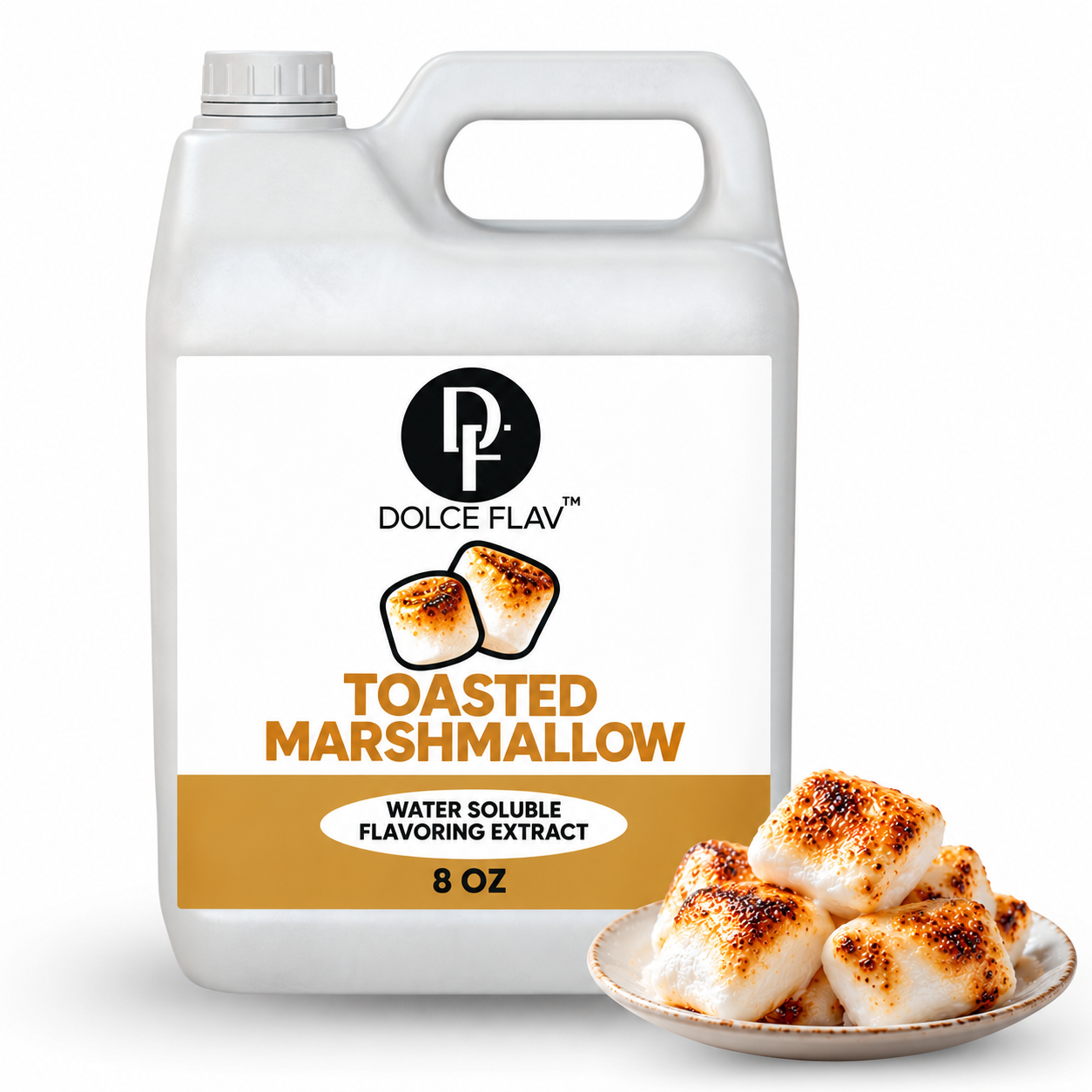 Dolce Flav Toasted Marshmallow — 8 oz white F-style container