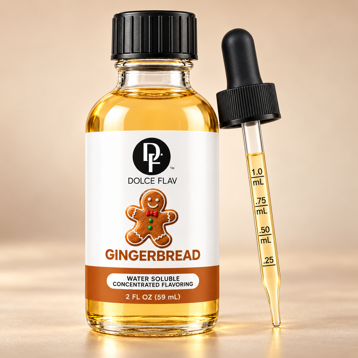 Dolce Flav Gingerbread water soluble bottle label detail