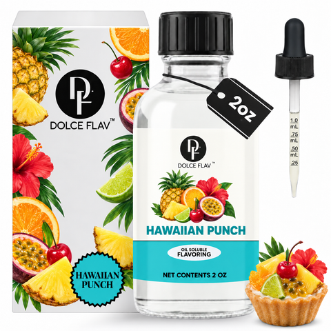 Dolce Flav Hawaiian Punch Flavoring oil-soluble 2 oz bottle with illustrated carton and dropper